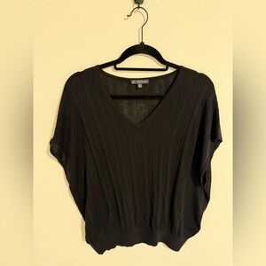 Adrianna Papell Black V-Neck Ribbed Knit Tunic Top